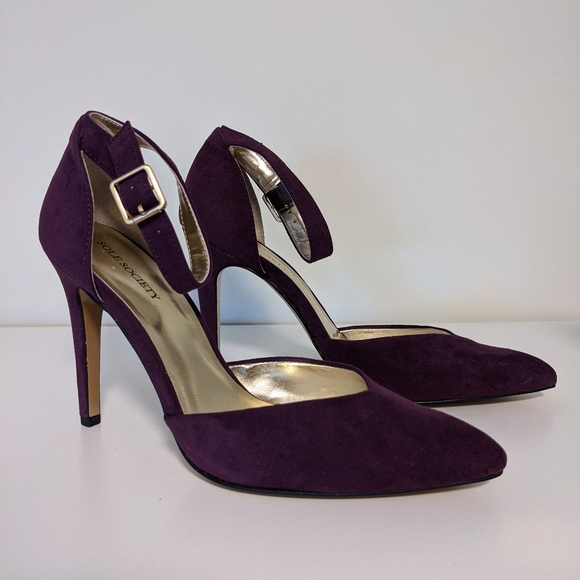 Purple pointed suede heels - Picture 2 of 5